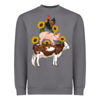 Storm western farm life cow pig rooster with sunflowers Heavyweight Sweatshirt - Artiststas