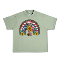 Oil Green cross american flag cowhide  leopard gemstone rainbow Urban Heavy Tee - Artiststas