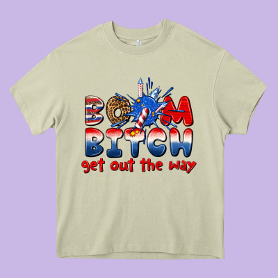 Boom Bitch Get Out The Way Heavy Core Tee Designed By Texasbilliewilder