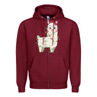 Burgundy christmas llama Zipper Hoodie - MaliasSmallBusiness