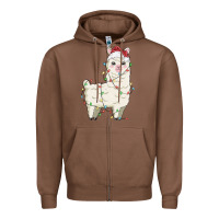 Chestnut christmas llama Zipper Hoodie - MaliasSmallBusiness