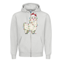 Dove Grey christmas llama Zipper Hoodie - MaliasSmallBusiness