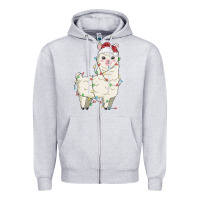 Heather Grey christmas llama Zipper Hoodie - MaliasSmallBusiness
