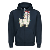 Navy christmas llama Zipper Hoodie - MaliasSmallBusiness