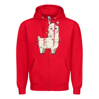 Red christmas llama Zipper Hoodie - MaliasSmallBusiness