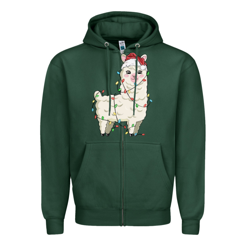 Christmas Llama Zipper Hoodie by MaliasSmallBusiness | Teevron