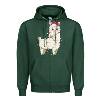 Sports Green christmas llama Zipper Hoodie - MaliasSmallBusiness