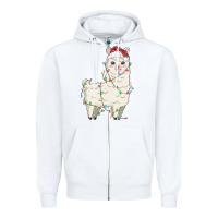 White christmas llama Zipper Hoodie - MaliasSmallBusiness