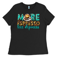 Black more espresso less depresso western Ladies Tee - texasbilliewilder