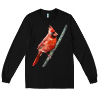 Black Northern Cardinal Bird Long Sleeve Tee - LillyAllenDesigns