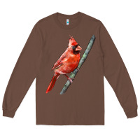 Chestnut Northern Cardinal Bird Long Sleeve Tee - LillyAllenDesigns