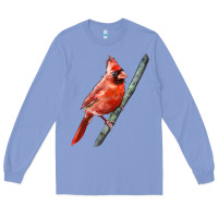 Colony Blue Northern Cardinal Bird Long Sleeve Tee - LillyAllenDesigns