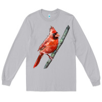 Moon Dust Northern Cardinal Bird Long Sleeve Tee - LillyAllenDesigns
