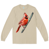 Mushroom Northern Cardinal Bird Long Sleeve Tee - LillyAllenDesigns