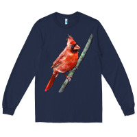 Navy Northern Cardinal Bird Long Sleeve Tee - LillyAllenDesigns