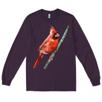 Plum Northern Cardinal Bird Long Sleeve Tee - LillyAllenDesigns