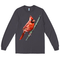 Smoke Northern Cardinal Bird Long Sleeve Tee - LillyAllenDesigns