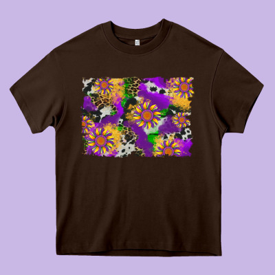 Mardi Gras Sunflower Cowhide Leopard And Glitter Background Heavy Core Tee Designed By Artiststas