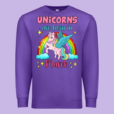Unicorns Are Born In March Premium Sweatshirt Designed By Jasminsmagicworld