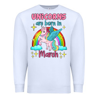 White unicorns are born in march Premium Sweatshirt - Jasminsmagicworld