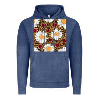 Vintage Denim valentines day daisy and leopard seamless pattern Vintage Hoodie - BundleAndBundleShop