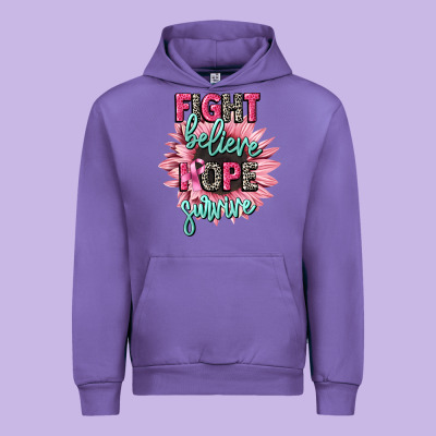 Fight Believe Hope Survive Cancer Awareness Urban Hoodie Designed By Cowgirlartshop