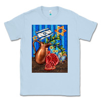 Dusty Blue hanukkah table with oil pitcher Classic Tee - AdoDesignShop