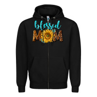 Black blessed mom with sunflower Zipper Hoodie - NancyCooperArtShop