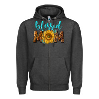 Charcoal Heather blessed mom with sunflower Zipper Hoodie - NancyCooperArtShop
