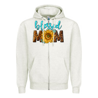 Oatmeal Heather blessed mom with sunflower Zipper Hoodie - NancyCooperArtShop