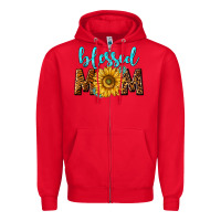 Red blessed mom with sunflower Zipper Hoodie - NancyCooperArtShop