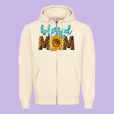 Blessed Mom With Sunflower Zipper Hoodie Designed By Nancycooperartshop