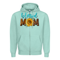 Seafoam blessed mom with sunflower Zipper Hoodie - NancyCooperArtShop