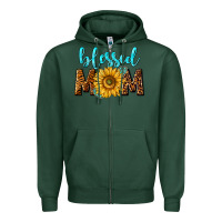 Sports Green blessed mom with sunflower Zipper Hoodie - NancyCooperArtShop