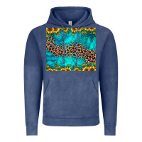 Vintage Denim leopard turquoise sunflower Vintage Hoodie - JahusDesignShop