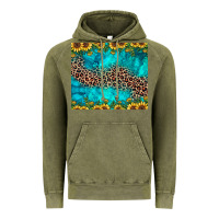 Vintage Olive leopard turquoise sunflower Vintage Hoodie - JahusDesignShop