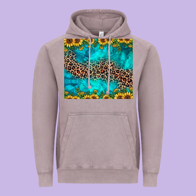 Leopard Turquoise Sunflower Vintage Hoodie Designed By Jahusdesignshop