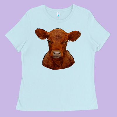 Ladies Tee red angus calf