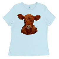 Baby Blue red angus calf Ladies Tee - RanaPortraitStore