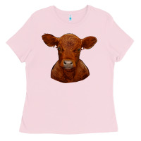 Bubblegum Pink red angus calf Ladies Tee - RanaPortraitStore