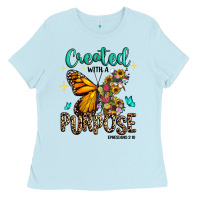 Baby Blue created with a purpose ephesians 2 10 Ladies Tee - RanaPortraitStore