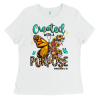 White created with a purpose ephesians 2 10 Ladies Tee - RanaPortraitStore