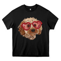 Black toy poodle with love glasses Heavy Core Tee - RanaPortraitStore