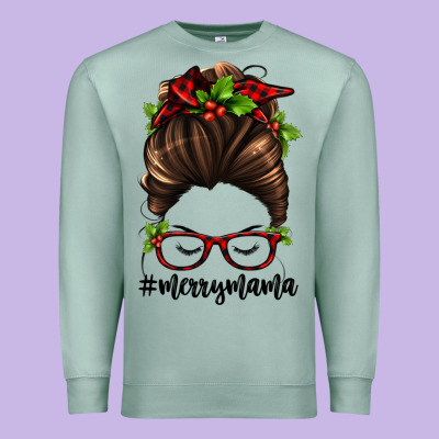 Christmas Merry Mama Premium Sweatshirt Designed By Jasminsmagicworld
