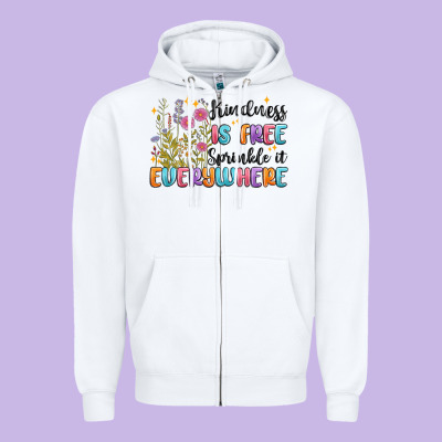 Kindness Is Free Sprinkle It Everywhere Zipper Hoodie Designed By Maliassmallbusiness