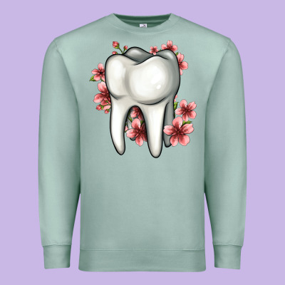 Floral Tooth Premium Sweatshirt Designed By Jasminsmagicworld