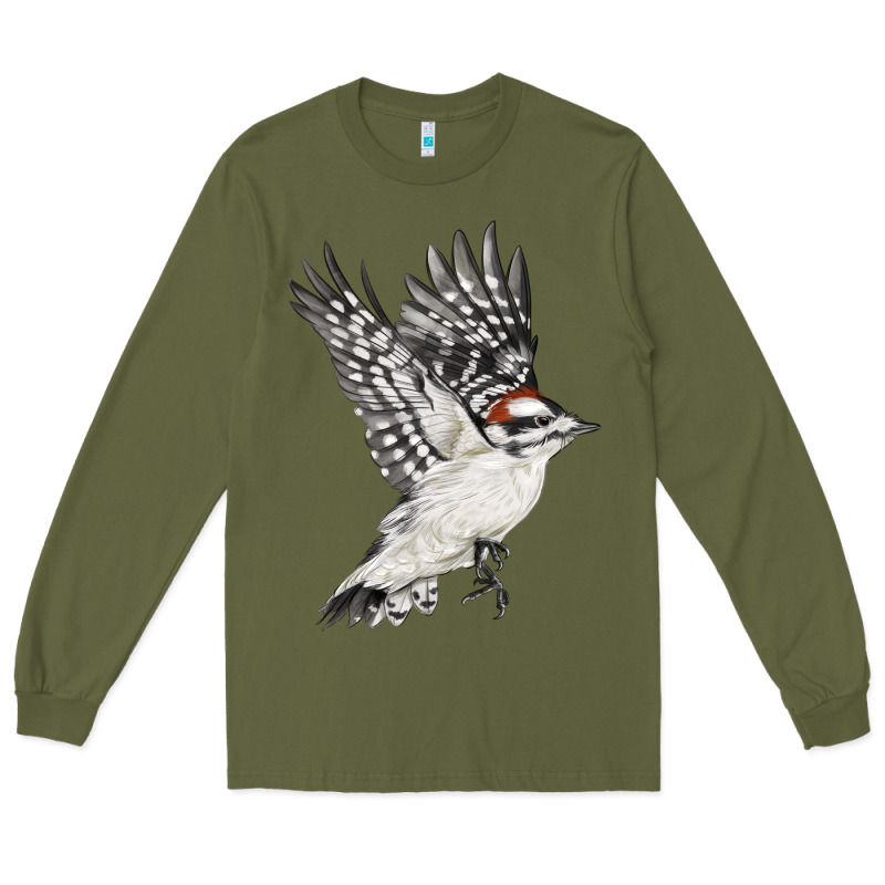 Flying Downy Woodpecker Long Sleeve Tee by LillyAllenDesigns | Teevron