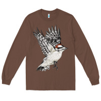 Chestnut Flying Downy Woodpecker Long Sleeve Tee - LillyAllenDesigns