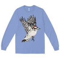 Colony Blue Flying Downy Woodpecker Long Sleeve Tee - LillyAllenDesigns