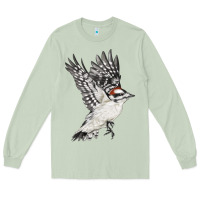 Matcha Flying Downy Woodpecker Long Sleeve Tee - LillyAllenDesigns